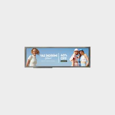 شاشة قطع من النوع الشريطي مقاس 28.8 بوصة مع حل سطوع عالي 1920 * 560 يدعم 1500 شمعة في المتر المربع